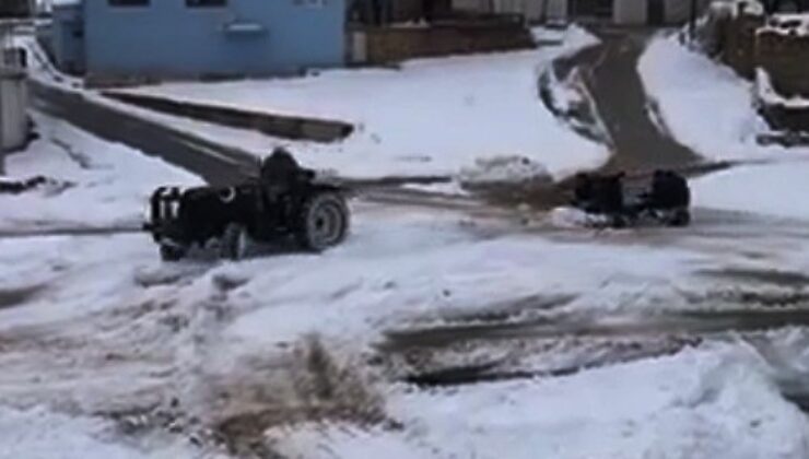 DENİZLİ’DE TRATÖRLE KARDA TRAKSKY KEYFİ