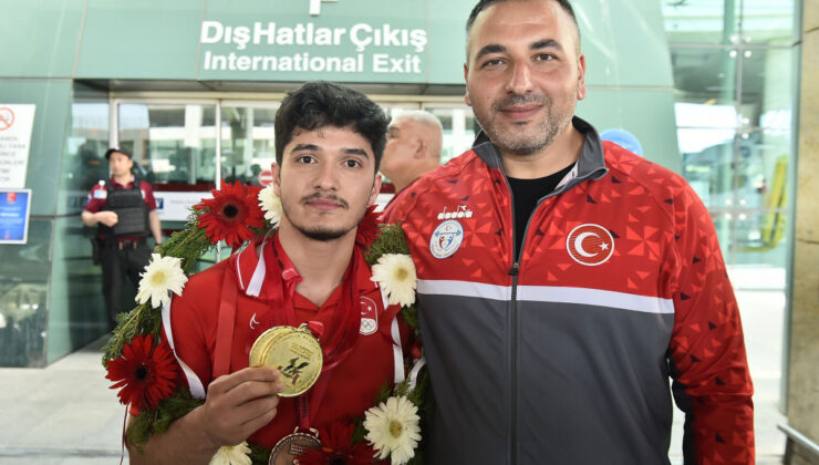 AVRUPA ŞAMPİYONU MİLLİ HALTERCİ MUHAMMED FURKAN ÖZBEK’E COŞKULU KARŞILAMA