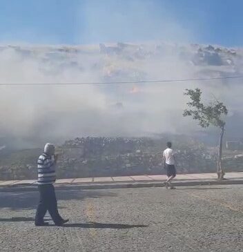 Pamukkale’de örtü yangını paniğe neden oldu