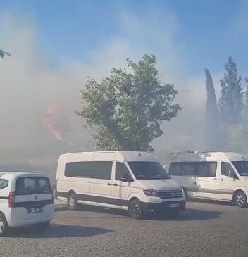 PAMUKKALE’DE ÖRTÜ YANGINI PANİĞE NEDEN OLDU