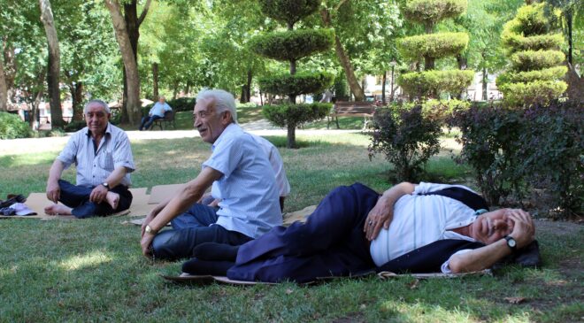 Kavurucu sıcaktan korunmak için gölgelere sığındılar