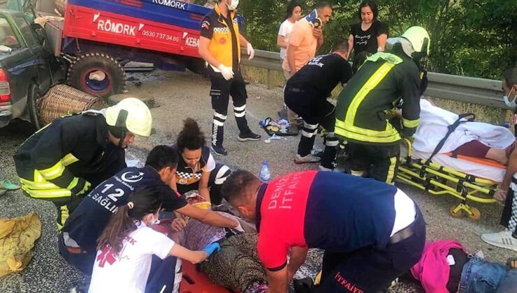 TARIM İŞÇİLERİNİ TAŞIYAN TRAKTÖRE KAMYONET ÇARPIŞTI: 11 YARALI