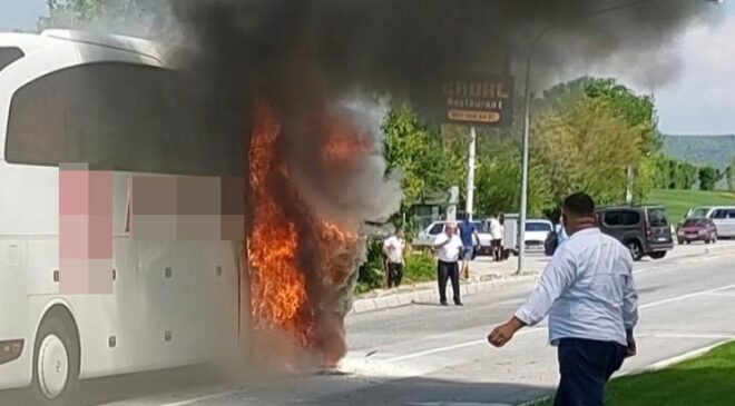 Alev alev yanan otobüste can pazarı