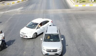 Uyanık sürücülerin taktikleri dron görüntülerine yansıdı