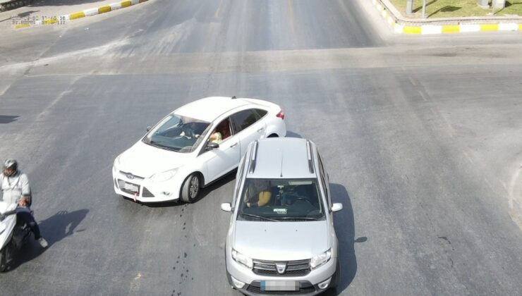 Uyanık sürücülerin taktikleri dron görüntülerine yansıdı