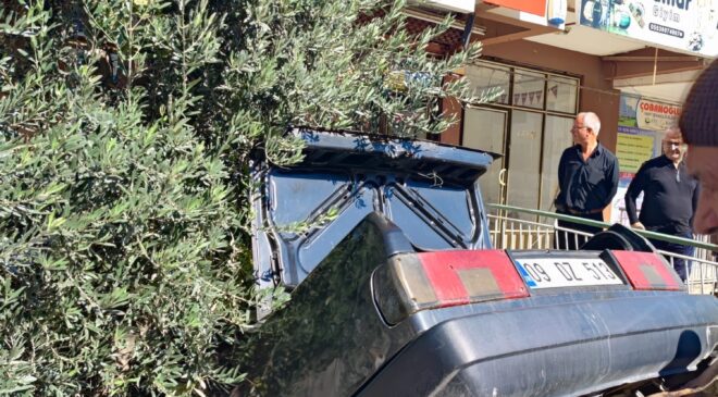 OTOMOBİL EVİN BAHÇESİNE ÇAKILDI