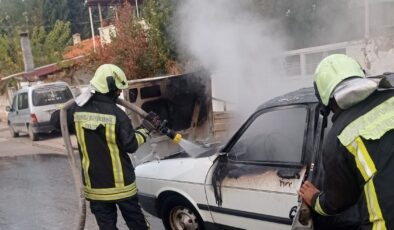 OTOMOBİL ATEŞ TOPUNA DÖNDÜ 