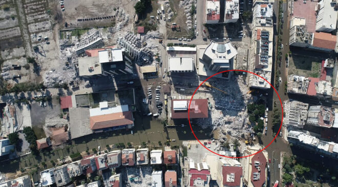 6 kişinin canlı çıkarıldığı Arzu Apartmanı’nın dron görüntüsü