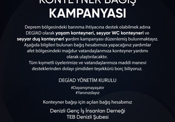 DEGİAD’DAN DEPREM BÖLGESİNE BAĞIŞ KAMPANYASI