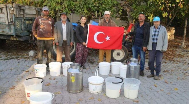 ÜRETİCİDEN DEPREM BÖLGESİNE SÜT DESTEĞİ