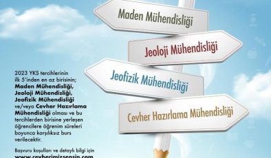 Maden sektörü; maden, jeoloji, jeofizik ve cevher hazırlama mühendisliklerini seçen başarılı gençlere asgari ücret tutarında burs veriyor