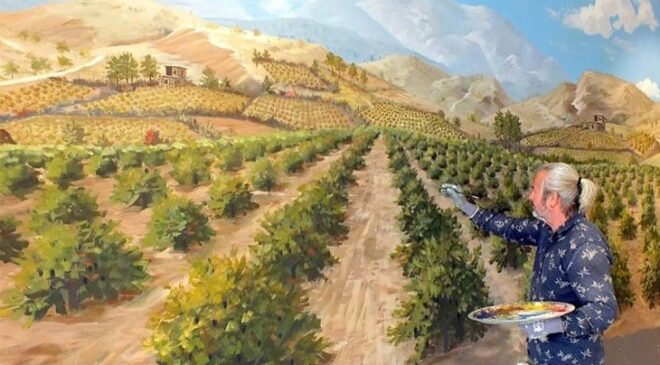 MEŞHUR ÜZÜM BAĞLARI, DUVARDA SANAT ESERİNE DÖNÜŞTÜ