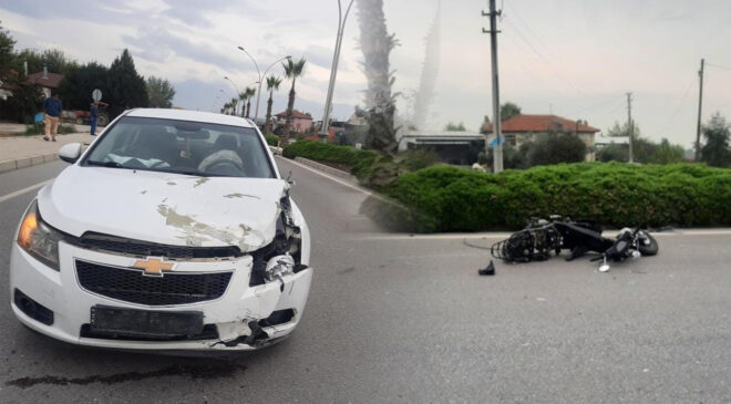 OTOMOBİL İLE MOTOSİKLET ÇARPIŞTI: 1 YARALI