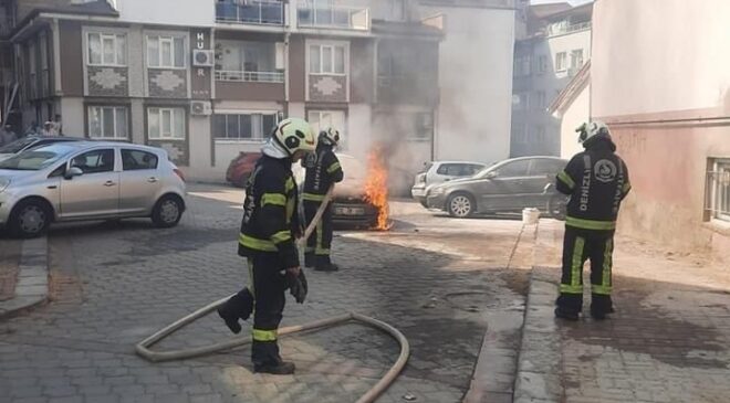 PARK HALİNDEKİ ARAÇTA YANGIN ÇIKTI