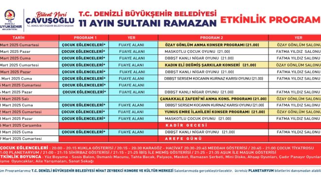 Denizli Büyükşehir’den ramazan etkinlikleri